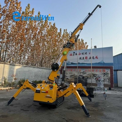 Yellow Color Engine Type 3ton Construction Mini Spider Crane With Fly Jib