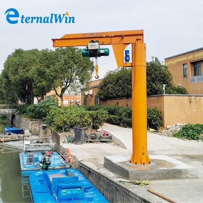 Workshop platform cantilever ground wall mounted columned yellow red industrial jib crane