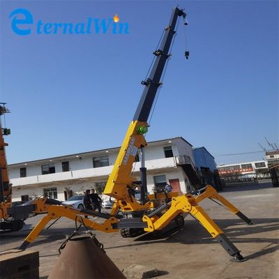Yellow Spider Crawler Crane 1.2 Ton Electric and Diesel Power Spider Crane